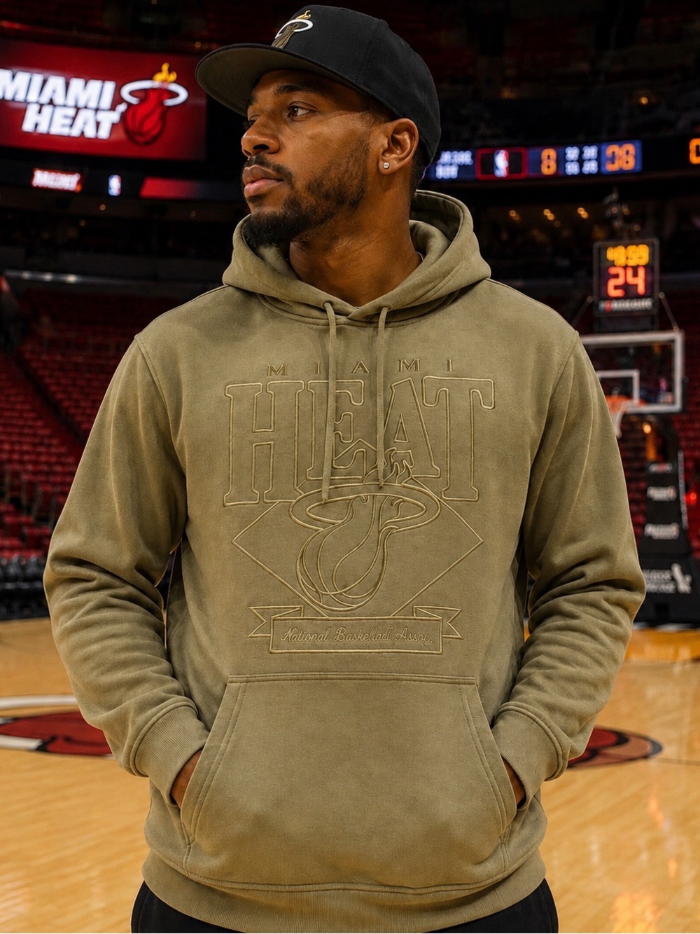 Miami Heat Reigning Champ Hoodie Olive Men’s Small NWT Ultra Game NBA